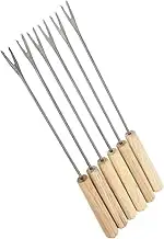 Mikinona 2Pcs Stainless Steel Fondue Forks with Comfortable Khaki Handle for Dipping Cheese and Serving Fruits Tableware for Fondue Parties