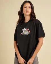 [Wndrr] Wndrr Women's Albert Box Fit T-Shirt in Black Size Small S Black