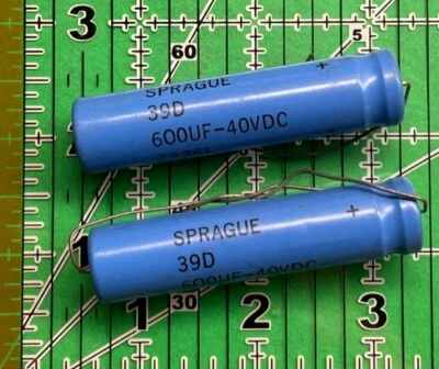 Capacitors Electrolytic Leaded 39D607G040FP4 Sprague 600uf 40v Axial 2pcs