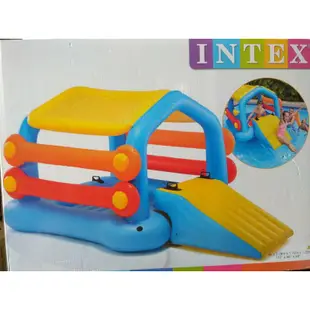 <<輕鬆逛小舖>>小屋造型水上充氣玩具 溜滑梯 充氣泳池 兒童泳池 戲水池 可遮陽 INTEX58294