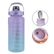Motivational Drink Flask With Time Markings 2L Water Sports Bottle Straw Cup Gym