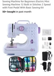 Mini Sewing Machine for Beginners 12 Built-In Stitches 2 Speed W/Foot Pedal #719