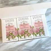 Crabtree Evelyn Rosewater Soap with Cold Cream Set of 3 x 3.5oz Vintage NEW