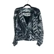 NWT ALLSAINTS Chiffon Fara Stretto Black/White Wrap Top Puff Shoulder With Cami