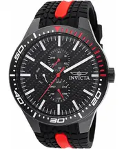 Invicta Racing GMT Day/Date Silicone Strap Black Dial Quartz INV47553 Mens Watch