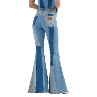 Wrangler Ladies Lainey Wilson Patchwork Blue Bell Bottom Jeans 112360688