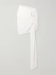 [Christopher Esber] Christopher Esber - Arced Palm Embellished Crepe Mini Skirt - White - UK 14 UK 14 White