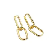 ANYCO Earrings Gold Plated Geometric Double Oval Ear Buckle For Women Girl Teen Fine Perfect Fashion Stylish Accessories Jewelry Gifts