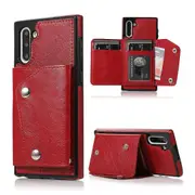 Note10 Wallet Back Cover PU Leather Case With Card Holder Phone Case - Red