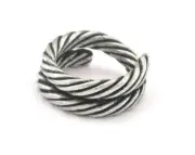 Swirl Adjustable Ring Antique Silver plated brass (18mm 8US inner size) 3144