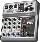 Professional Audio Mixer, Sound Board Mixing Console with 5 Channel Digital USB