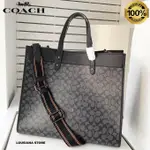 蔻馳 COACH FIELD TOTE 40 標誌性帆布炭黑色限量版