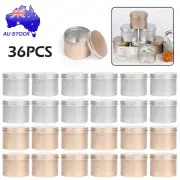 12/24/36PCS 100ML Empty Candle Jars with Lid Bulk Round Candle Container Tins AU