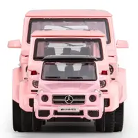 在飛比找蝦皮購物優惠-車致1/24粉色賓士G63仿真合金車兒童聲光回力汽車模型玩具