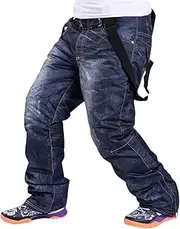 [Haitpant] Men Winter Thick Warm Skiing Pants Windproof Suspender Trousers Snow Snowboard Skate Pants Ski Overalls