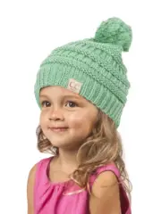 Gravity Threads Kids Cable Knit Thick Soft Beanie w/ Pom
