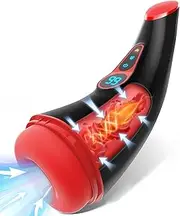 3-in-1 Automatic Male Masturbator Cup - Heating, Sucking & Vibrating Penis Pump with 9 Modes, LCD Display, Waterproof - Ultimate Male Stroker Sex Toy for Men (Red)