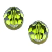 SCR674 Olivine Green 10mm Faceted Round Swarovski Crystal Beads 2pc