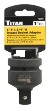 Titan 42359 1-Inch Female x 3/4-Inch Male Impact Socket Adaptor 1-Inch Drive ...