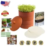 Breathable Terracotta Sprouter with 3 Stackable Trays - Eco-Friendly Growth