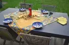 Tablecloth Jacquard Matellase 100x100 CM Yellow Blue With Lemon from France