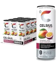 CELSIUS Energy Drink 12 Fl Oz, Sparkling Mango Passionfruit(Pack of 12)