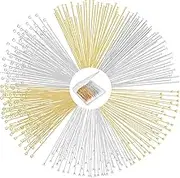 Unittype 600 Pcs Ball Head Pins Eye Pins Flat Head Pins with Plastic Box 50 mm Jewelry Making Pin Head Pins for Craft Earring Bracelet Necklace Pendant Making (Gold, Silver,2 Inch)