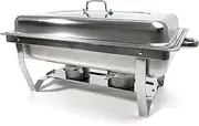 AU Food Warmer Chafing Dish Set Buffet Pan Set Best Stainless Steel Catering Buffet Party Heat Preservation kitchenware, Bain Marie Bow, Including Food Pans, Removable Tray & Dripless Water Pan, Easy to Clean