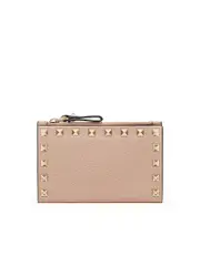 Valentino Garavani Rockstud Grainy Calfskin Coin Purse and Cardholder