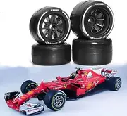 1/10 RC F1 Front and Rear Tires and Wheels 14mm Hex RC Drift Racing Hot Melt Tyres for 1/10 RC Formula One F1 Car Tamiya F104 PROII 58652 TRF104 42389 PANCAR KIT Teampowers TP 4PCS