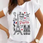 FOAO888現貨EIFFEL TOWER WOMEN TSHIRT夏季時尚大碼休閒埃菲爾鐵塔短袖T恤女大碼T恤男 T恤