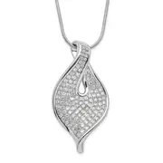 Sterling Silver Polished Cz W/ 2In Ext Necklace