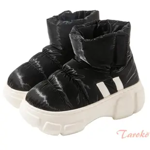 【Taroko】雲朵泡泡防水羽絨厚底毛絨雪靴(色可選)