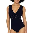 Amoressa 277214 Soft Cup Plunging Neckline One Piece Swimsuit, Black, 08