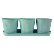 Yard Master 34cm White Maja Emboss 3 Plant/Flower Pot w/ Tray Garden/Home Decor