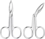 2Ps Eyebrow Tweezers Scissor Handle Set Flat Straight Tip Tweezers Hair Plucker