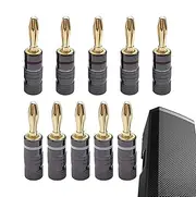 shpuuyy Gold Plated Speaker Banana Plugs, 4mm Speaker Banana Plugs, 10X Speaker Plug Male Adapters for Musical Audio