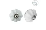 Nicola Spring 6pc Vintage Flower Ceramic Drawer Knobs Set - Interior Furniture Cupboard Door Handle - 4.5cm - White
