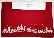 NICOLE MILLER HOME PLACEMATS (4) RED HOUSES WOOL ACRYLIC POLYESTER 13 X 19 NWT
