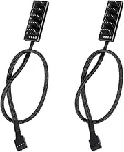 2pcs 4 Pin PWM Fan Hub, PC CPU Cooling 4 PIN/3PIN Power Fan Extension Cable Hub, 1 to 5 Splitter 5 Way Adapter, 33CM