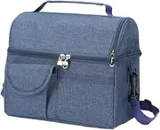 Amosfun 1Pc Double Insulated Food Bag Large Capacity Bag for Fresh Keeping for Lunch Snacks and Breast Milk Navy