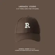 Beret / Baseball Cap / Bucket Hat / Applique Beanie Baseball Cap - R Lettering - Brown - One Size