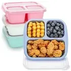 Bento Box For Kids 4 Pack 3 Compartments Meal Prep Containers Reusable Lunch ...