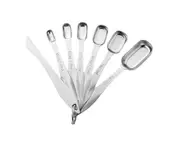 1 Set Measuring Spoon Food Grade Rust-proof Stainless Steel Long Handle Seasoning Spice Scoop Measurement Tools Kitchen Tools 7pcs
