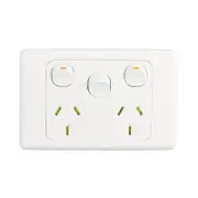 Trader Cougar COPPSW2G - 2 Gang 10A Power Point With Extra Switch 16A - White