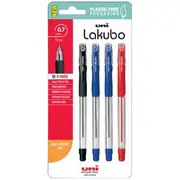 Uni Lakubo Ballpoint Pens 0.7mm Assorted 4 Pack