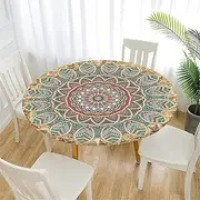 Washable Round Tablecloth 70 cm, Mandala Elastic Round Outdoor Tablecloths Modern Waterproof Stain Protection Tables Garden Tablecloth for Kitchen, Ideal for 50 cm - 60 cm