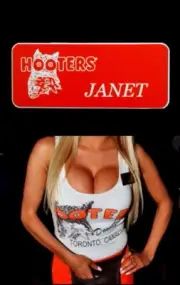 Hooters Uniform Janet Name Tag Pin Back Dress Up Role Play Halloween Costume
