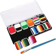 12-cell Face Body Paint Palette Water-soluble Face Painting Makeup Kit for Halloween Soccer Fans Party