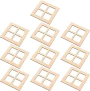 Outanaya 10Pcs Mini Wooden Doll House Window Frame Ornaments Dollhouse Decor Accessories for Creative Play Miniature Landscapes